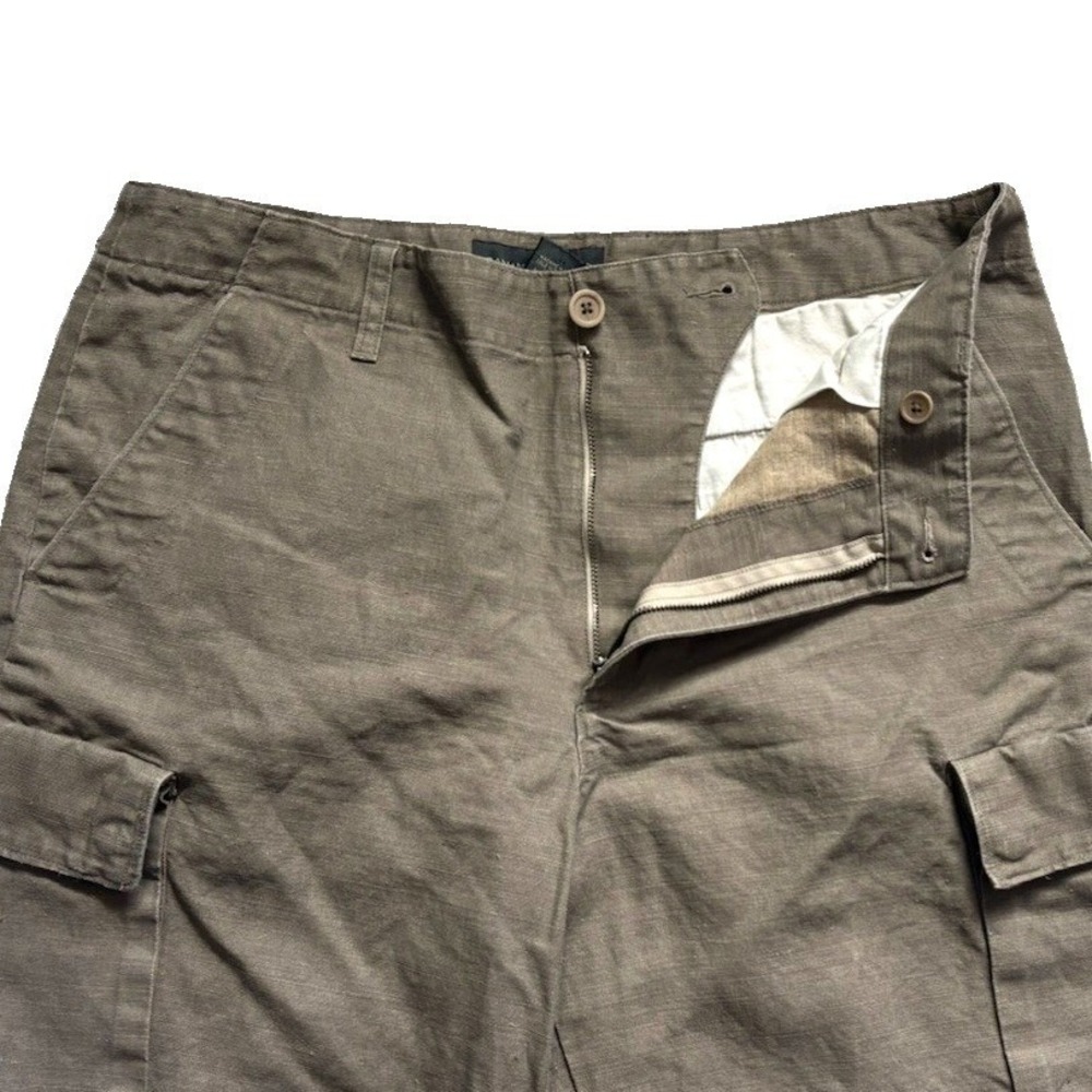 Vtg Y2K Banana Republic Linen Relax Fit Cargo Camp Shorts Men 34 Green Military - Picture 5 of 9